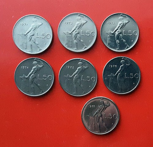 Monete lire vulcano - 7, da